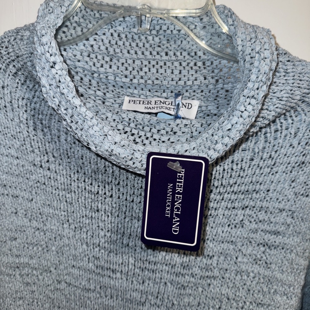 Peter England Nantucket Blue Organic Cotton Hand Loomed Size M Coastal NWT